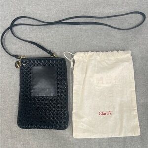 Clare V Black Woven Leather Crossbody